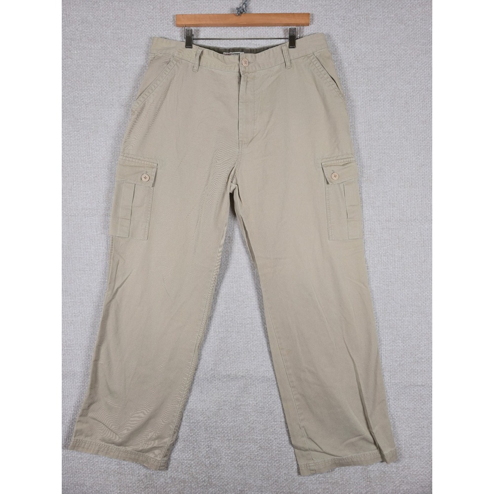 Arizona Jean Co Mens Cargo‎ Pants 38x32 Khaki Tan Cotton Straight Leg Utility